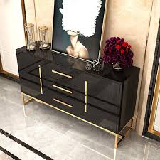 Modern Luxurious Black White Buffet Table 2 Doors 3 Drawers Kitchen Storage Sideboard Cabinet In Gold Small Large In 2020 White Buffet Table Black Buffet Table Dining Room Buffet Table