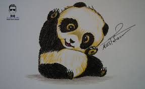 تعليم رسم دب الباندا بالرصاص والالوان مع الخطوات للمبتدئين animal drawings drawing for kids drawings