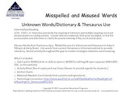 Misspelled And Misused Words Unknown Words Dictionary