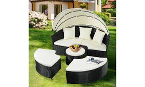 All kids' rooms essentials, at walmart.ca! Daybed Patio Sofa Furniture Round Retractable Canopy Wicker Rattan Outdoor Groupon
