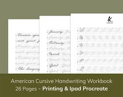 The worksheet you create will be a result of filling the template with a list of words based on your chosen theme. Printable American Cursive Handwriting Practice Guide Workbook Business Penmanship Calligraphy Pdf Worksheet For Procreate Print