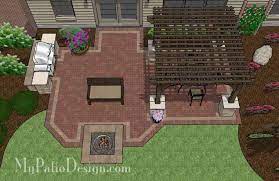 At the other end of the pergola, we built new stone columns around the pergola's support posts. Traditional Brick Patio Design With Pergola And Fire Pit Download Plan Mypatiodesign Com