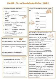 Die übungen werden erst nach und nach freigeschaltet. Perfekt Un Und Regelmassige Verben Blatt 1 Deutsch Lernen Deutsche Sprache Lernen Tipps Schule