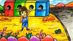 Cara Menggambar Tema Menjaga Kebersihan Lingkungan Dengan Gradasi Warna Crayon Oil Pastel Youtube