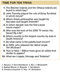 Students should ensure that they reference the materials obtained from our website appropriately. Time For Ten Trivia Questions Ra