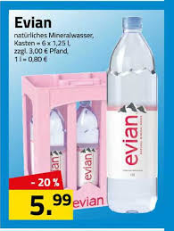 According to the brand, the design marks a milestone for evian's sustainability journey as it aims to make all of its bottles, with the. Evian Naturliches Mineralwasser Angebot Bei Logo Getrankemarkt