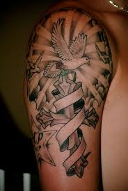 Birds And Clouds Tattoo 40 Interesting Dove Tattoos Creativefan Sun Rays Tattoo Mens Shoulder Tattoo Tattoos For Guys