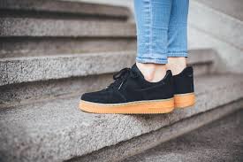 Black Air Force 1 Gum Sole Women S Air Force 1 Low Black Suede Gum Crepsource Nike Suede Sneakers
