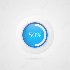 50 Percent Blue White Pie Chart Percentage Vector Infographics