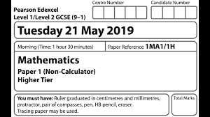Edexcel Gcse Higher May 2019 Paper 1 Non Calculator Exam Walkthrough Youtube