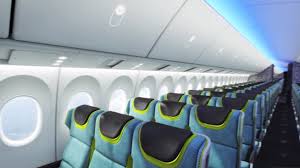 Rendering of 777x cabin interior showing surfaces and storage space. Interior Images Of The 777x Show New Level Of Comfort Airline Ratings