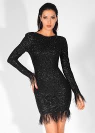 Sonya Glitter Long Sleeve Bodycon Dress Style Fashion Onlineshopping Shopping Love Glitter Dress Short Glitter Dress Black Glitter Dress