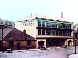 Saint Roque's Garage in Ward Road, colourized.
