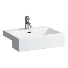 The great idea behind these basins is the opportunity to install fitted furniture in your bathroom with a much shorter projection. Semi Recessed Washbasin Rectangular Laufen Bathrooms