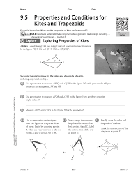 Cootmath.com/reference/kites,html 7) textbook website (link from schooiwires) trapezoids define the following terms and label the ports of each figure shown. 9 5 Properties And Conditions For Kites And Trapezoids