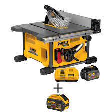 Dewalt Flexvolt 60 Volt Max Lithium Ion Cordless Brushless 8 1 4 In Table Saw Kit With Battery 2ah Charger And Bonus Battery Dcs7485t11w609 The Home Depot Dewalt Table Saw Woodworking Equipment