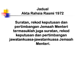 .jangan persoal akta rahsia rasmi, gubal akta rahsia rasmi elak rahsia kerajaan diketahui pihak lain 13 julai 2016, wong chen adakah perjanjian penyelesaian 1mdb goldman sachs rahsia rasmi, dipenjara atau tidak 23 ogos ini penentuan kes rafizi, akta kebebasan maklumat akan digubal. Pengurusan Rahsia Rasmi Dari Perspektif Akta Rahsia Rasmi Ppt Download