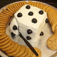 Dice Cheese With Crackers Use Black Olives Sliced For The Dotes Game Night Food Night Food Appetizers For Party