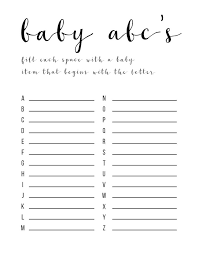 Baby Shower Games Ideas Abc Game Free Printable Paper Trail Design Free Baby Shower Games Easy Baby Shower Games Baby Shower Games For Large Groups