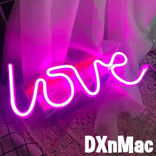 Pink Love Sign Neon Led Light Bedroom Wall Decoration Kids Etsy Led Lighting Bedroom Neon Lights For Rooms Pink Led Lights