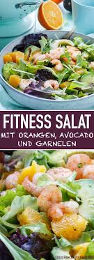 Fitness Salat Mit Orangen Avocado Und Garnelen Emmikochteinfach Rezept In 2020 Salat Salat Mit Garnelen
