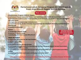 Terdapat laman web yang baik yang merangkumi susun atur. Moe Permohonan Untuk Menyertai Program Genius Negara Di Pusat Anak Genius Negara Seluruh Malaysia