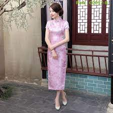Classic Chinese Style Long Cheongsam Hot Sale Gold Traditional Women Dress Qipao Lady Clothing Plus Size S M L Dresses Chinese Dress Traditional Chinese Dress