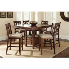 Steve Silver Bolton 7 Piece 48 Inch Square Counter Height Set Dining Table With Storage Oak Dining Sets Counter Height Dining Sets