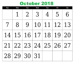Pin Di October 2018 Calendar Printable