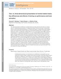 PDF) Two- vs. three-dimensional presentation of mental rotation tasks: Sex  differences and effects of training on performance and brain activation