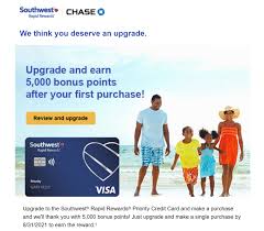 The southwest rapid rewards premier credit card from chase is an airline rewards card. Targeted 5k Point Southwest Upgrade Offer Requires Single Purchase