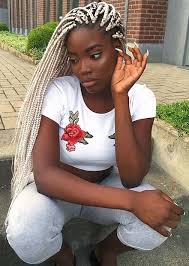 Black And Platinum Blonde Box Braids Long Platinum Blonde Box Braids Colored Box Braids Box Braids Hairstyles Colored Braids