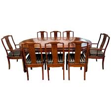 Custom zen plank dining table and buffet in the asian style dining space [design: Asian Chinoiserie Rosewood Dining Set Table And Eight Chairs At 1stdibs