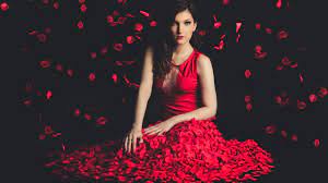 Beach wallpaper for walls beach and coastal themed wallpaper have always been a popular choice for bathrooms and rooms leading outside, as well as sitting and living rooms. Wallpaper Beautiful Red Dress Girl Petals Flight Black Background 3840x2160 Uhd 4k Picture Image