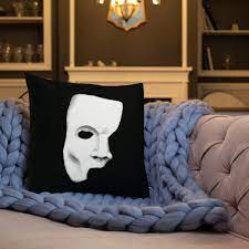 Phantom Of The Opera Stuffed Premium Pillow Decorative Black Etsy Phantom Of The Opera Pillows Black And White Cushions