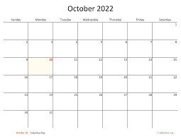 October 2022 Calendar With Bigger Boxes Wikidates Org