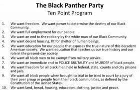 Black panther party history timeline. Black Panther Party Ten Point Program Black Panther Party Black History Facts Black Panthers Movement