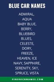 Blue Car Names 70 Names For A Blue Car Find Nicknames In 2020 Blue Car Cool Names Cute Names