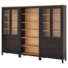 Hemnes Storage Combination W Glass Doors Black Brown 70 7 8x77 1 2 Ikea In 2020 Hemnes Bookcase Hemnes Glass Cabinet Doors