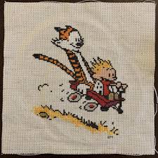 Making patterns is half the fun of cross stitch, so you're onto a good start. My Second Calvin And Hobbes Project Simple And Fun By Manwhois Embroidery Theme Cross Stitch Fairy Cross Stitch Collection