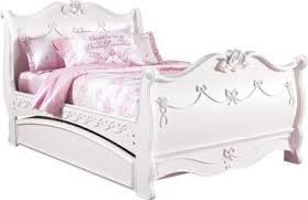 Perfectly sized for your little princess, your child will love sitting down at this coordinating, desk and chair set, featuring enchanting graphics of her disney princess favorites, belle, cinderella, ariel and rapunzel. Disney Princess Fairytale Silver 4 Pc Full Sleigh Bed With Twin Storage Trundle Twin Sleigh Bed Trundle Bed Furniture