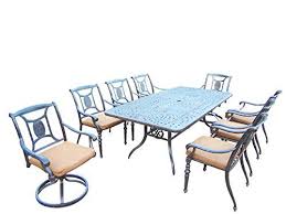 Oakland Living Victoria 9piece Furniture Set With 84 By 42inch Rectangle Table Aluminum Patio Furniture Patio Furniture Cushions Cast Aluminum Patio Furniture