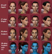 Mod The Sims - 28 elf eared replacement faces and a no Townies mod for the  default face archetypes