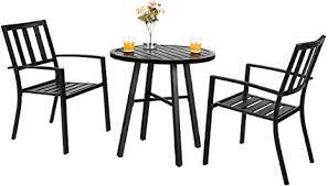 Order online today for fast home delivery. Amazon Com Phi Villa 3 Piece Outdoor Patio Bistro Dining Set Slatted Metal Round Table 2 Patio Chairs Outdoor Furniture Set For Porch Deck Kitchen Dining