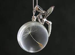 Sterling Fairy Real Dandelion Necklace Make A Wish Supported Etsy