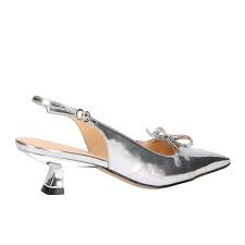 Scarpin Kitten Heels Salto Baixo Laço Couro Luiza Barcelos Prata - Specchio  | Loja de Moda Feminina - Sapatos Femininos Promoção