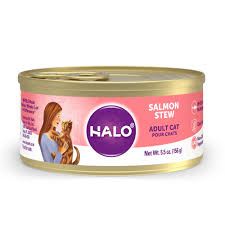 The halo cat food lineup includes both wet and dry food. Halo Adult Grain Free Salmon Recipe Canned Cat Food 5 5 Oz Case Of 12 Petco
