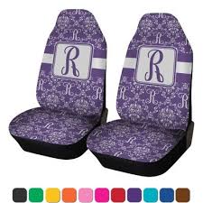 Initial Damask Car Seat Covers Set Of Two Personalized Custom Car Seat Covers Custom Car Seats Car Seat Cover Sets