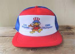Rare Los Angeles 1984 Summer Olympics Vintage 80s Hat Official Licensed Adidas Blue Mesh Trucker Snapback Cap Olympic Games Eagle Sam Mascot 1984 Summer Olympics Summer Olympics Blue Adidas