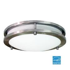 Hampton Bay Flaxmere 1 Light Brushed Nickel Flushmount 6105 The Home Depot Flush Mount Ceiling Lights Surface Mount Lighting Flush Mount Lighting